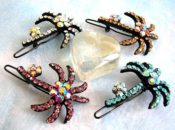 Wholesale teen jewelry, cz fashion palm tree hair clip with flower decor
