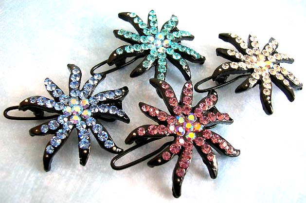 Wholesale hair decor, sea star fashion hair clip with cz