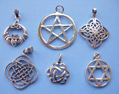 Silver pendant online catalog, Claddage, pentagram and Celtic sterling silver pendant