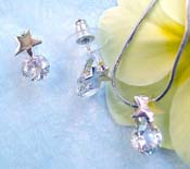 Cosmic jewelry online collection wholesale chain necklace, star top clear cz pendant and stud earring set