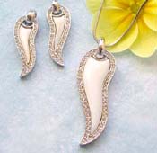 Fansy jewelru importer wholesale chain necklace, multi mini cz around imitation white stone decor pendant and stud earring set
