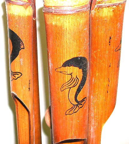 wind chime - light brown bamboo wind chime with dolphin.