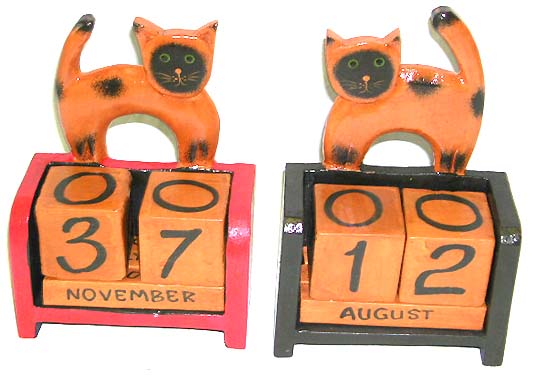 Decorating kid room - assorted cat design wooden calendar. 