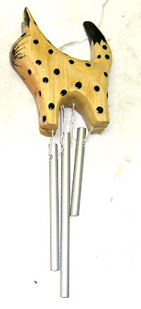 Door chime - metal wind chime with individually wood carving cat on top.