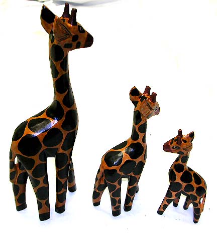  Interior home decoration - color panited wooden giraffe family