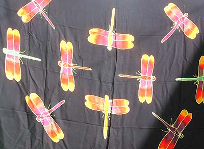 ethnic art wear -Garden print sarong black with dragonfly, $4.75 each, This ethnic art wear made of 100% Indonesia batik rayon fabric and crafted with quality.