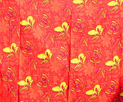 Garden pareo red with butterfly and flower pattern, $4.75 each, Great seller for the hotel and resort, gift shops, beachwear clothing stores and boutiqes.
