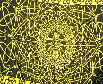rayon sarong - Celtic design insect pareo with yellow spider in web, $4.75 each
