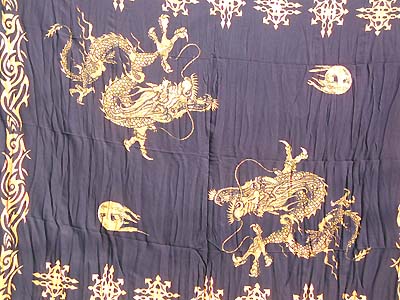 Mystic creature style sarong with doule dragons palying golden pearls