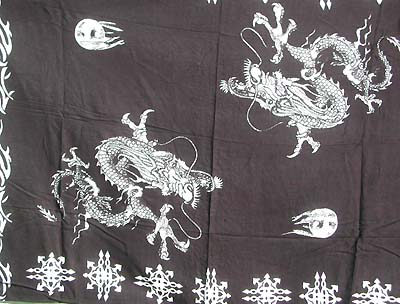 Batik Majestic Creature Canga Of Pale Dragons In Play With Fire Pearls