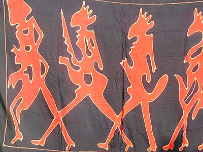 Hand painting Indonesia pareo with primitive troop motif