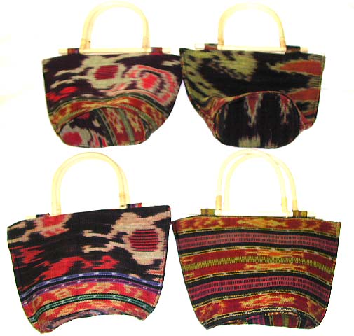 Gift for woman - assorted color and design hand bag with wooden handle