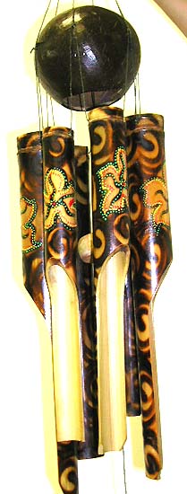 Indonesian art craft home decor wholesale distribute windchime bamboo with full of fire symbol ,