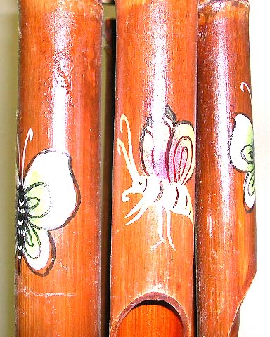 Bamboo butterfly handicraft wholesale online gift shopping - Dark brown bamboo windchime with large butterfly painted on