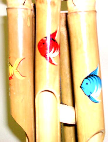 Bali Wind Chime supplier wholesale Windchime -Bamboo windchime with assorted color fish painted on