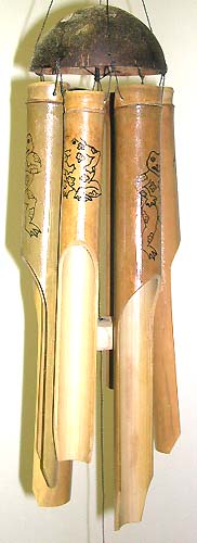 Outdoor living decoration, Wholesale Windchime -Bamboo windchime with frog painted on each pipe