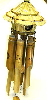 Hawaii decoration-celestial body painted bamboo windchime with bird house on top