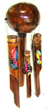 Windchime kit-dark brown bamboo windchime with painted butterflies 