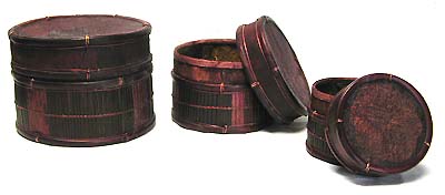 Chinese jewelry box - brown rounded rattan box set (3 pieces)