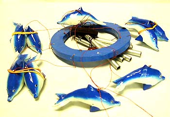 Feng Shui windchime - 9 individually carving dolphins with metal windchime