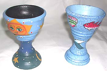 Kitchen table decoration - assorted color and design painted cup with stand