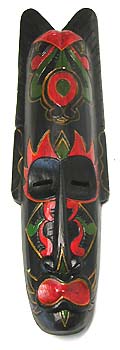 Primitive art - black mask with red and green painted around face and forehead