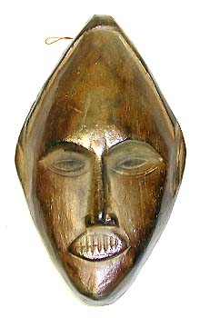 Asian art - brown lady face mask showing teeth
