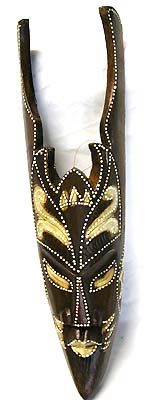 Asian inspired gift - man face mask with fire edge top and white dots emphasized eyes, nose, mouth and forehead