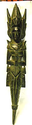 Buddha head Balinese style - dark green femal buddha with sharp edge top