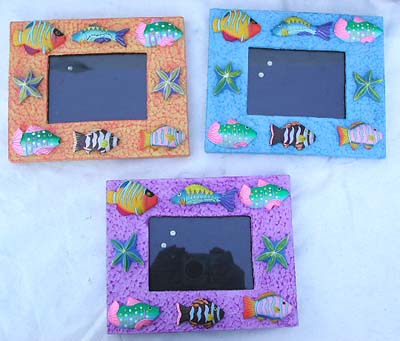 Fish lover gift - assorted color fish decorated wooden picture frame
