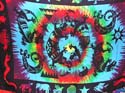 Brighten blue, yellow, green and red color Batik tie dye sarong with mystic gecko, and sun star pattern design 