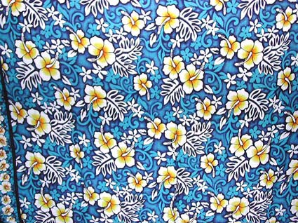 Hawaii Pareos. Hawaiian Swim Wear - blue garden motif fashion sarong wrap with multi flower pattern design 