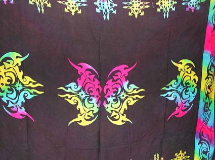 hand-tied skirt sarong sundress  - Red background color motif assorted tribal figure design Batik rayon sarong 