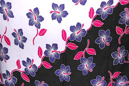 Textile Products Wholesale - Double color white and black background motif fashion sarong wrap with blue flower pattern design 