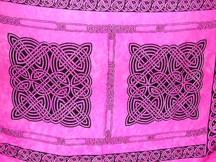 Batik sarong,summer dress -Fashion Batik sarong wrap in purple color with two Celtic knot work square pattern desing on center