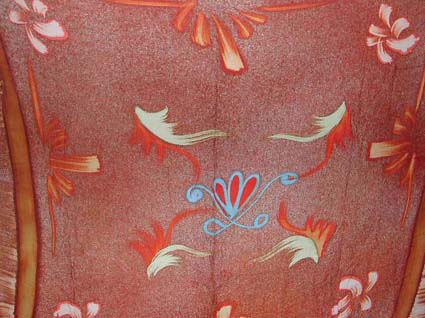 Batik sarong,summer dress -Orange and blue color floral design brown monocolorBatik sarong