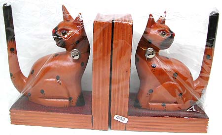 Wholesale direct import - assorted color wooden cat tail-up with bell fashion bookend set