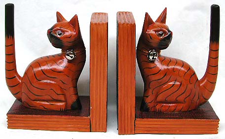 Wholesale direct import - assorted color wooden cat tail-up with bell fashion bookend set