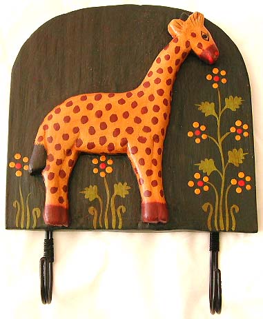 Children's birthday gift - Giraff in garden design fashion wooden hook