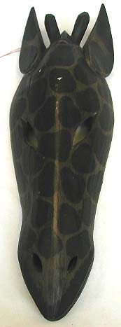 Wall decoration - natural black giraffe head wooden mask