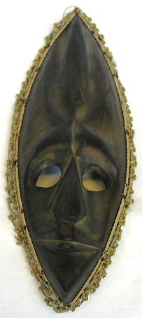 Gift for unique person - rope surrounded empty eye hole black olive shape sad face mask 