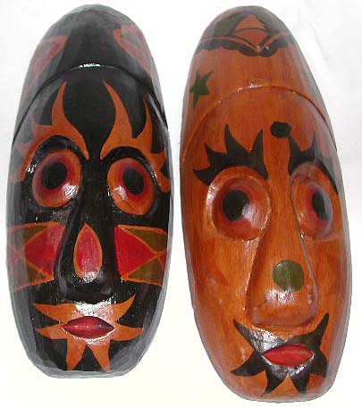 Wholesale gift decor supplier - oval shape assorted color painted middle-east man face design wooden mask 