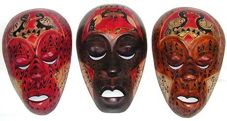 Primitive decor online shop - assorted color animal pattern decor wooden JAVA mask 