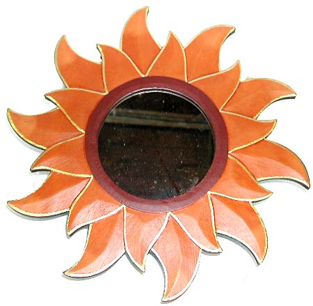Unique home gift wall decor - tan double fire edge design fashion wooden mirror