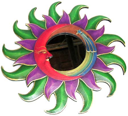 Accessory decor gift home - assorted color double fire edge moon and shooting star design wooden mirror