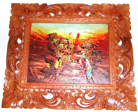 Unique gift for new home - assorted painting design carved out pattern wooden picture frame