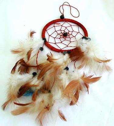 wholesalr Bali product, bali handmade crafts brown single circle feather dream catche 