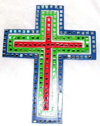 Assorted color cross wooden mobile with rotating center 