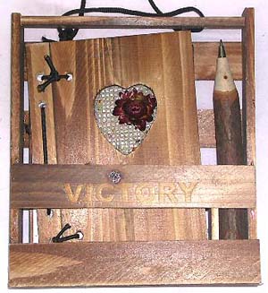 Natural looking wooden notebook and pencil set 