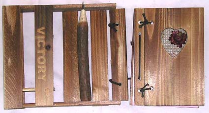 Natural looking wooden notebook and pencil set 